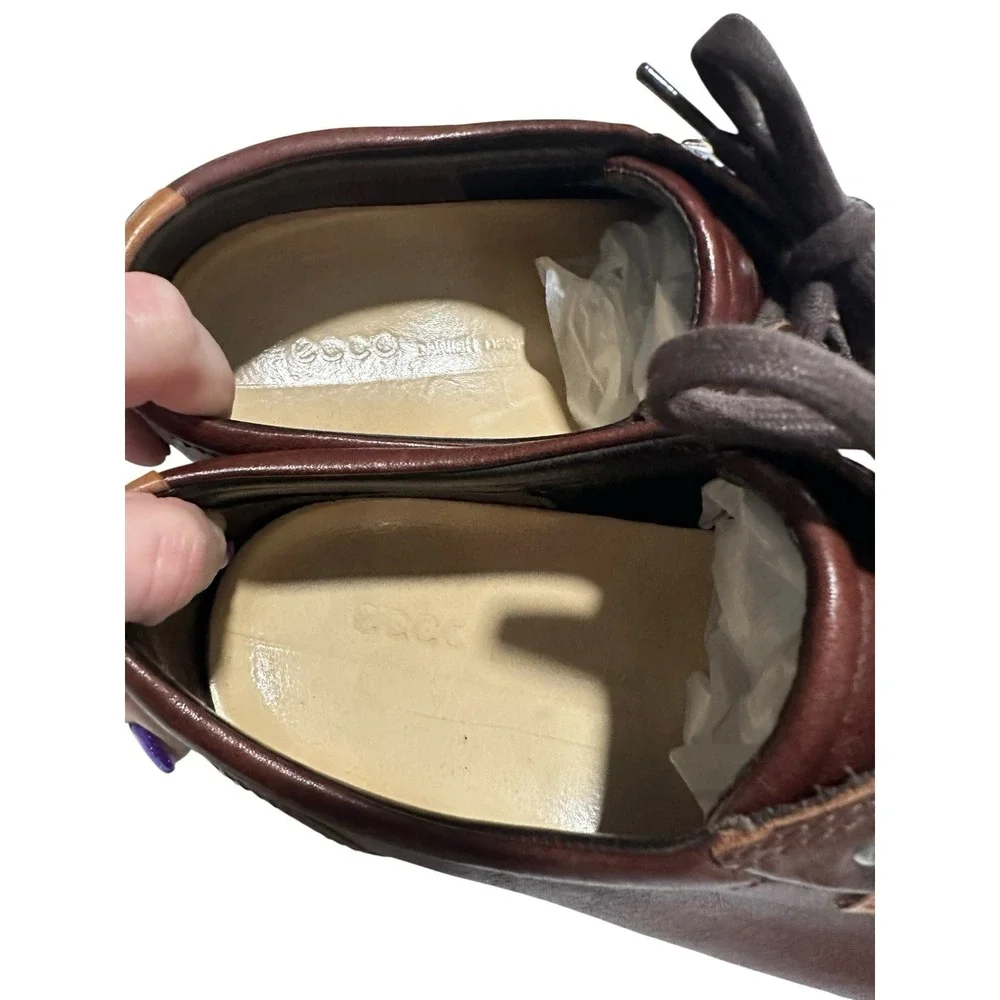 Ecco Shoes Sneakers Men's Size 9 US EU 43 Brown Leather‎ Lace Up Danish #S17-10